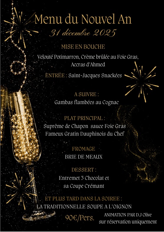Menu du Nouvel An au Div'Café